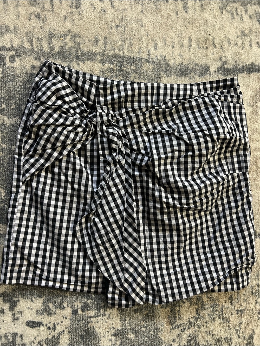 Gianni Bini Black and White Gingham Tie-Waist Mini Skirt